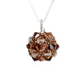 Sterling Silver Colorful Brown Crystal Ball Necklace (USA)
