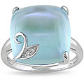 10K White Gold 20 ct Blue Topaz and Diamond Accent Ring (H-I, I2-I3)