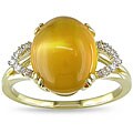 10K Yellow Gold 4 3/4 ct Citrine and Diamond Accent Ring (H-I, I2-I3)