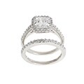 Silver Asscher-cut Clear Cubic Zirconia Bridal-inspired Ring Set