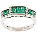 Dyach 14k White Gold Emerald and 1/6ct TDW Diamond Ring (I-J, I1-I2)