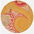 Hand-tufted Paisley Abstract Wool Rug (6' Round)