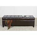 Mission Brown Tufted Bonded Leather Ottoman Storage Bench