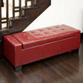 Guernsey Red Bonded Leather Storage Ottoman