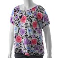 Be Lush Women's Plus Size Smocked Neck Printed Top