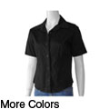 Journee Collection Women's Half-sleeve Fitted Blouse
