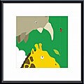 Yuko Lao 'Safari Group:Giraffe and Rhino' Metal Framed Art Print
