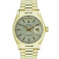 Pre-owned Rolex President 18k Gold Men's Silver Dial Watch
