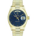 Pre-owned Rolex President Men's 18k Gold Day/ Date Blue Dial Watch