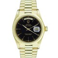 Pre-owned Rolex 18k Gold President Men's Black Dial Watch
