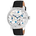 Akribos XXIV Men's Stainless Mechanical Skeleton Strap Watch