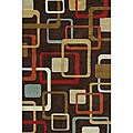 Claudel Coffee Brown Abstract Rug (2' x 3')