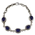 Silverplated Simulated Lapis Oval Bracelet (Nepal)