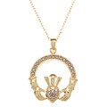 Gold over Silver Diamond Accent Claddagh Necklace