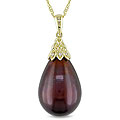 14k Yellow Gold Drop Brown Pearl and Diamond Accent Necklace (12-12.5 mm)
