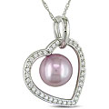 10k Gold Lilac Pearl and 1/3ct TDW Diamond Necklace (H-I, I2-I3) (9-9.5 mm)
