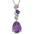 10k White Gold Multigemstone and Diamond Accent Necklace