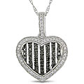 10k Gold 1/3ct TDW Black and White Diamond Heart Necklace (H-I, I2-I3)