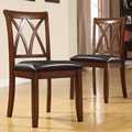 Havana Double Cross Back Mahogany Faux Leather Chairs (Set of 2)