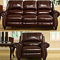Madison Italian Leather Reclining Sofa and Armchair