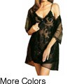 Illusions Women's Floral Clipped-chiffon Chemise Set