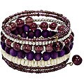 Metal/ Glass/ Bone Lavender Spiral Bracelet (India)