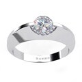 Danhov 14k Gold Cubic Zirconia and 1/10ct TDW Diamond Engagement Ring (G, VS2)