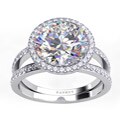 Danhov Platinum Cubic Zirconia and 1/4ct TDW Diamond Engagement Ring (G, VS2)