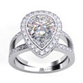 Danhov 14k Gold Cubic Zirconia and 1/2ct TDW Diamond Engagement Ring (G, VS2)