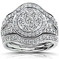 14k White Gold 1 1/8ct TDW Diamond Halo Bridal Ring Set (G-H, I1-I2)