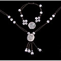 Rose Quartz Necklace Bracelet Set (China)