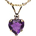 10k Yellow Gold Amethyst and Cubic Zirconia Heart Necklace