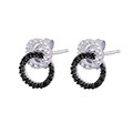 10k White Gold 1/4ct TDW Black and White Diamond Interlock Earrings (H, I3)