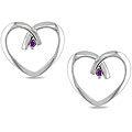 10k White Gold Pink Diamond Accent Open Heart Earrings