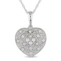 10k White Gold 1/8ct TDW Diamond Heart Necklace (H-I, I2-I3)