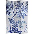 Canvas Blue Floral Double-sided 6-foot Room Divider (China)