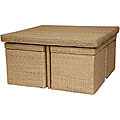 Rush Grass Natural Coffee Table and Stools (China)