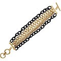 14k Gold and Hematite Overlay 6-row Multiplicity Bracelet (50.8 mm)