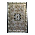 Indo Hand-tufted Aubusson Beige Wool Rug (5' x 8')