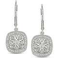Miadora Silver Created Sapphire and 1/3ct TDW Diamond Earrings (H-I, I3)