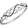 Silver 1/4ct TDW Black and White Diamond Bangle Bracelet (I-J, I2)