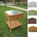 Wicker Glass Top Side Table