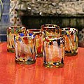 Set of 6 Glass 'Liquid Confetti' Tumblers (Mexico)