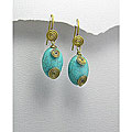 Brass Swirl Oval Turquoise Earrings (Thailand)