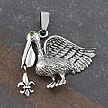 Sterling Silver Fleur De Lis Pelican Pendant (Thailand)