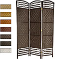 Wood and Woven Fiber 4-panel 5.5-foot Room Divider (China)