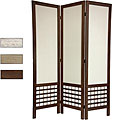 Wood and Fabric Open Lattice 5.5-foot Room Divider (China)