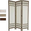 Wood and Cotton Window Pane 5.5-foot Fabric Room Divider (China)