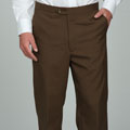 Sansabelt Men's Brown Flat Front Wool Trousers