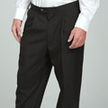 Sansabelt Men's Black Pleated Wool Trousers